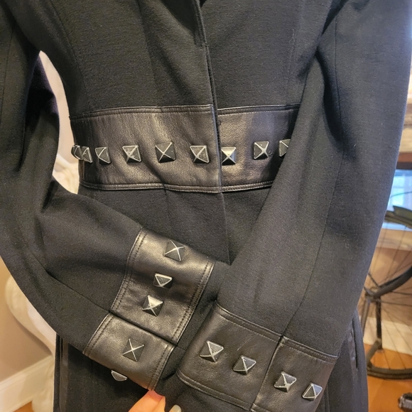Bebe Studded Leather Full Length Black Coat in Small - GC - Picture 7 of 14